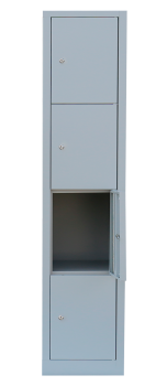 4-tueriger Faecherschrank mit Zylinderschloss und Sockel : 1 Abteil mit 4 Faechern (400 mm pro Abteil)